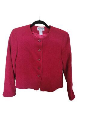 Pendleton Jacket Womens Red Virgin Wool Blazer Cardigan Coat Size 8 Classic